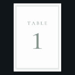 Sage Green Modern Minimalist Wedding Table Number<br><div class="desc">Sage Green modern, minimalist wedding table number. Fully customizable! **PLEASE NOTE: For ordering Table Numbers, each card number must be edited/customized separately and added to your cart. For example: if you just select Qty: 20 cards and Add to Cart, it will be of the same number unless you customize each...</div>