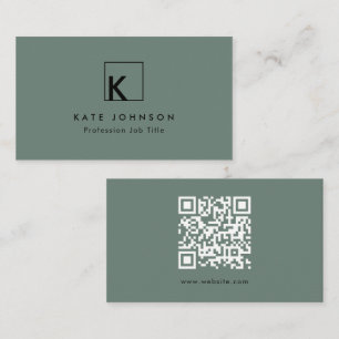 Sage Green Modern Monogram Logo Minimal Business Card