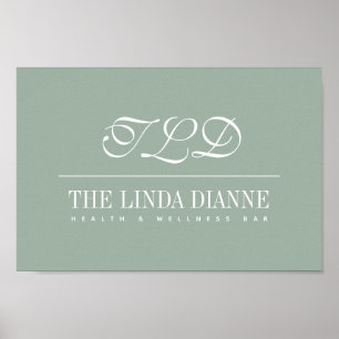 Sage Green Modern Monogram Name Business Poster