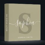 Sage Green Modern Monogram Name Initials Script  Binder<br><div class="desc">Sage Green Modern Monogram Name Initials Script</div>