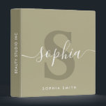 Sage Green Modern Monogram Name Initials Script Binder<br><div class="desc">Sage Green Modern Monogram Name Initials Script</div>