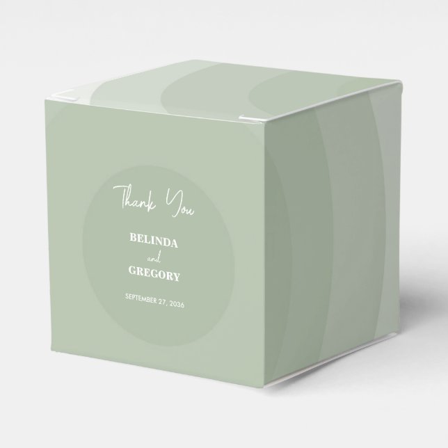 Sage Green Modern Monogram Wedding  Favor Box (Front Side)