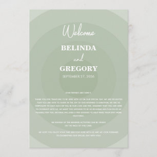 Sage Green Modern Monogram Wedding Itinerary Program