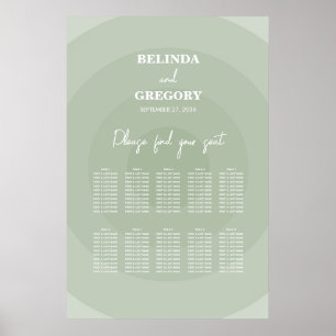 Sage Green Modern Monogram Wedding Seating Chart