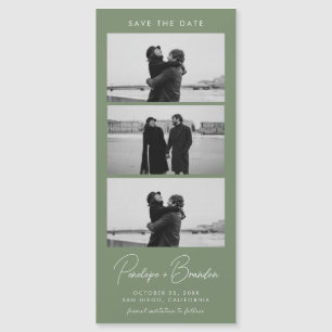 Sage Green Modern Photo Strip Magnetic Wedding