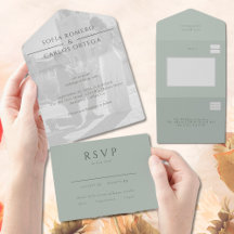 Sage Green Modern Photo Wedding
