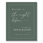 Sage Green Modern Rehearsal Dinner Welcome Sign