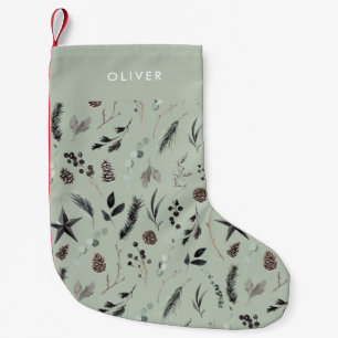 Sage green modern scandi elegant script Christmas Small Christmas Stocking