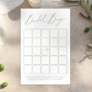 Sage green modern script bridal shower bingo game