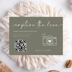 Sage Green Modern Script Capture The Love QR code  Enclosure Card