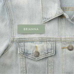 Sage Green Modern Script Custom Employee ID Name Tag