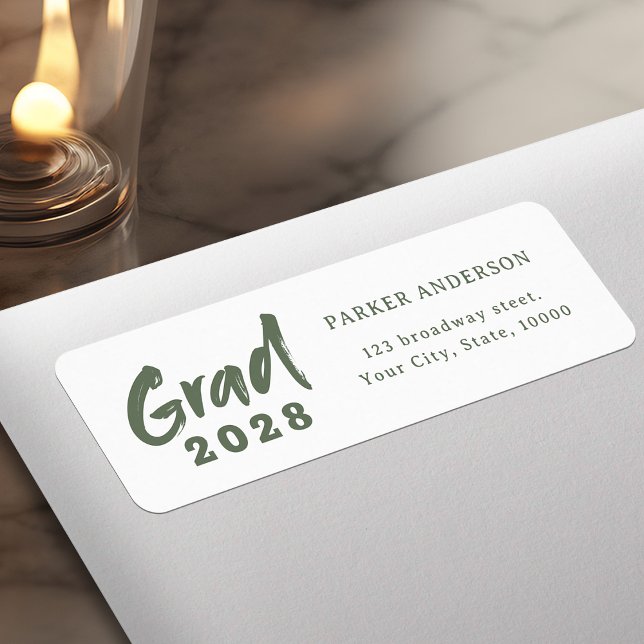 Sage Green Modern Script Graduation Return Address (Sage Green Modern Script Graduation Return Address Label)