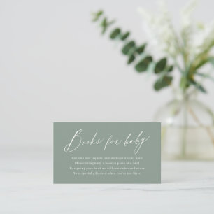 Sage Green modern script minimalist books request Enclosure Card