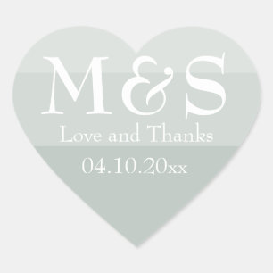 Sage Green Modern Script Wedding Heart Sticker