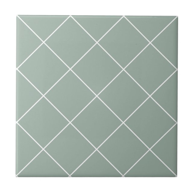 Sage Green Modern Simple Geometric Grid Tile (Front)