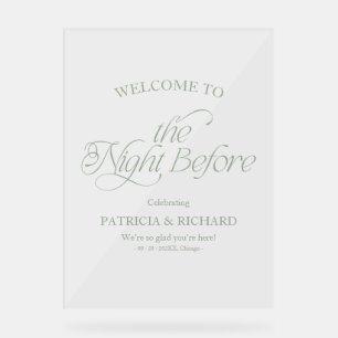 Sage Green Modern The Night Before Welcome Sign