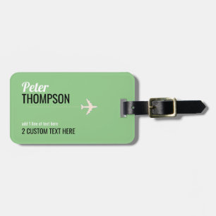 sage green modern traveller name identifier luggage tag
