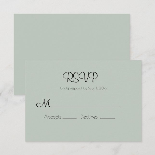 Sage Green Modern Wedding RSVP Card (Front/Back)