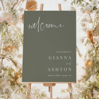 Sage Green Moderne Calligraphie Mariage Affiche de