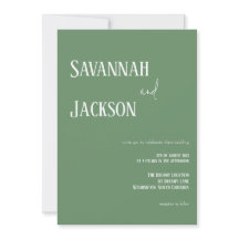 Sage Green Moderne Élégant Mariage Invitation