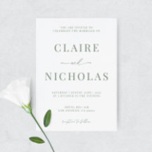 Sage Green Moderne Élégant Mariage Invitation