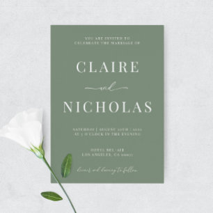Sage Green Moderne Élégant Mariage Invitation