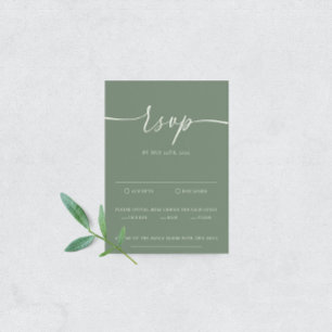 Sage Green Moderne Mariage élégant Carte RSVP