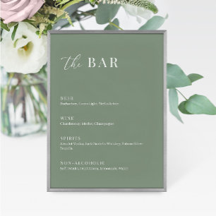 Sage Green Moderne Mariage Élégant Le Bar Menu