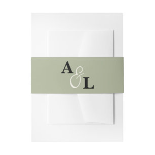 Sage Green Monogram Ampersand Personalized Wedding Invitation Belly Band