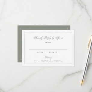 Sage Green Monogram Classic Wedding RSVP Card
