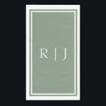 Sage Green Monogram Custom Name Simple Wedding Napkin<br><div class="desc">Designed with text template for monogrammed initials in custom sage green colour background which you can customize!</div>