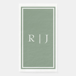 Sage Green Monogram Custom Name Simple Wedding Napkin
