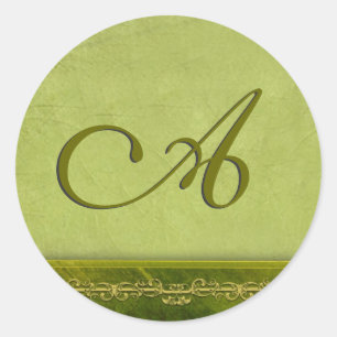 Sage green monogram - customize your own classic round sticker