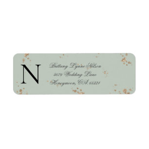 Sage Green Monogram Gold Parties scintillant Adres