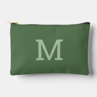 Sage Green Monogram Initial Accessory Makeup Pouch
