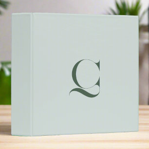 Sage Green Monogram Initial Name Minimalist  Binder