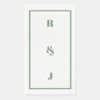 Sage Green Monogram Initials Letter Trendy Wedding