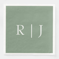 Sage Green Monogram Initials Letters Wedding