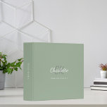 Sage green monogram initials name binder<br><div class="desc">A trendy sage green background. Personalize and add your first name,  monogram initials,  letters and full name. 
Spine: add a text.</div>