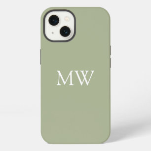 Sage Green Monogram Initials Trendy Boho iPhone 13 Case