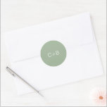 Sage Green Monogram Modern Wedding Classic Round Sticker<br><div class="desc">Minimalist and modern design.</div>