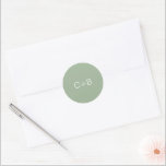 Sage Green Monogram Modern Wedding Classic Round Sticker<br><div class="desc">Minimalist and modern design.</div>