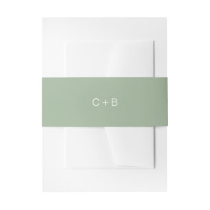 Sage Green Monogram Modern Wedding Invitation Belly Band