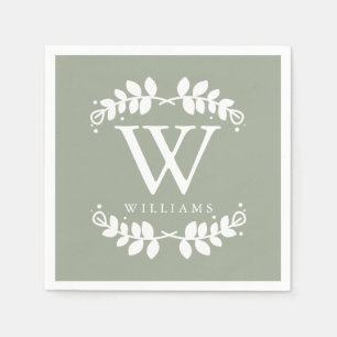Sage Green Monogram Napkin