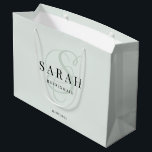 Sage Green Monogram Personalized Bridesmaid Large Gift Bag<br><div class="desc">This cute personalized bridesmaid gift bag features personalized bridesmaid's name,  calligraphy monogram in sage green colour and wedding date. Change background and fonts colours easily if you like.</div>
