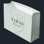 Sage Green Monogram Personalized Bridesmaid Large Gift Bag<br><div class="desc">This cute personalized bridesmaid gift bag features personalized bridesmaid's name,  calligraphy monogram in sage green colour and wedding date. Change background and fonts colours easily if you like.</div>