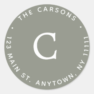 Sage Green Monogram Round Return Address Label