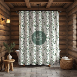 Sage Green Monogram Rustic Olive Pattern