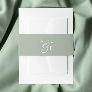 Sage Green Monogram Script Ampersand Invitation Belly Band