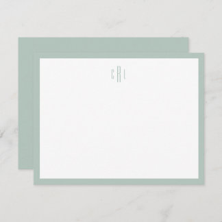 Sage Green Monogram Stationery Thank You Note Card